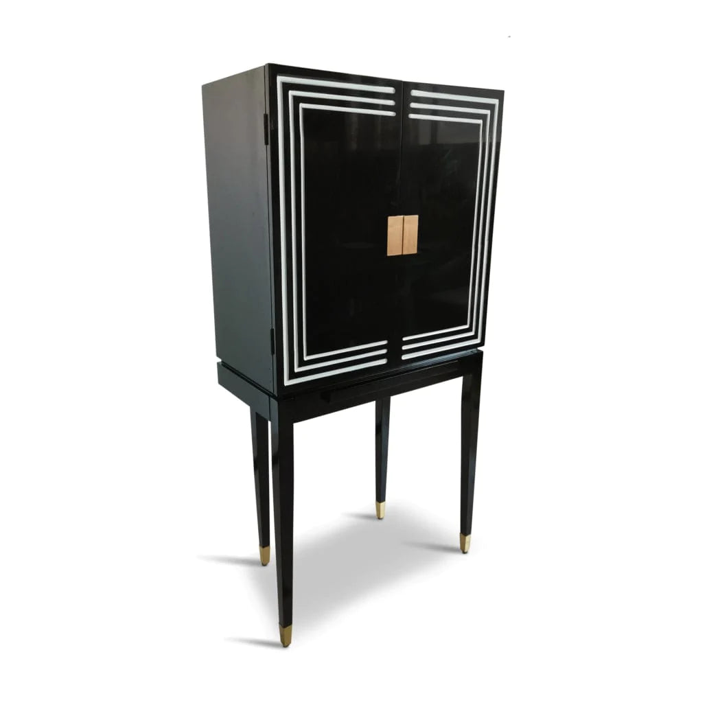 Authentic Models Bars & Cabinets Authentic Models  MF406  Art Deco Liqour Cabinet Black & White