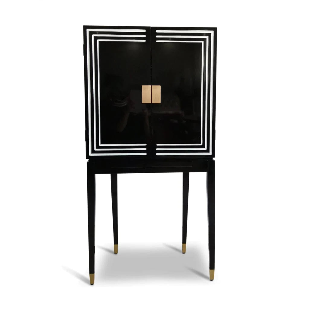 Authentic Models Bars & Cabinets Authentic Models  MF406  Art Deco Liqour Cabinet Black & White