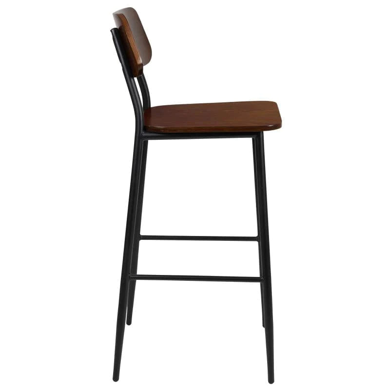 Flash Furniture Industrial Barstool with Gunmetal Steel Frame and Rustic Wood Seat