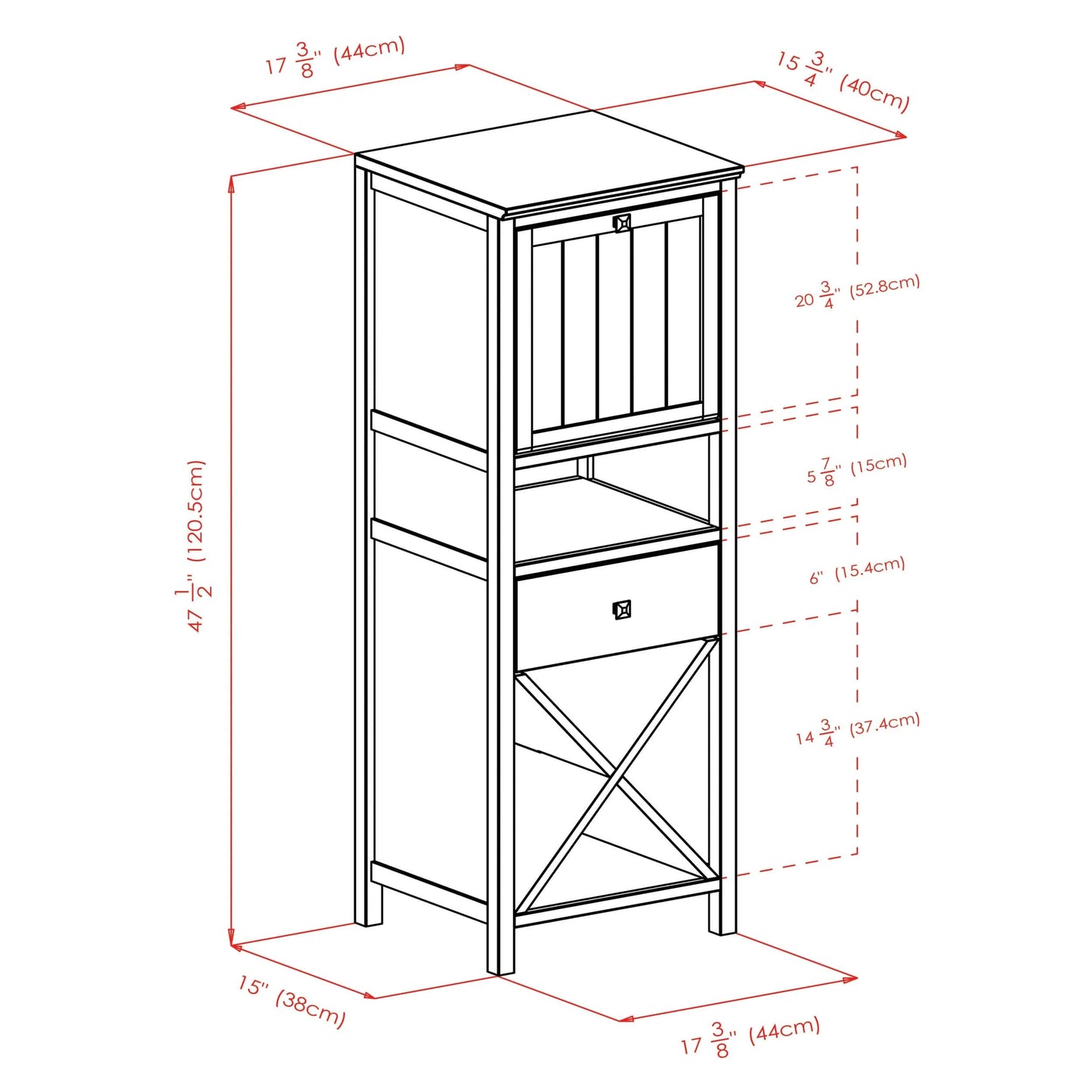 WINSOME Cabinet / Cupboard Brooke Jelly 4-Section Cupboard, Wine Storage, Walnut