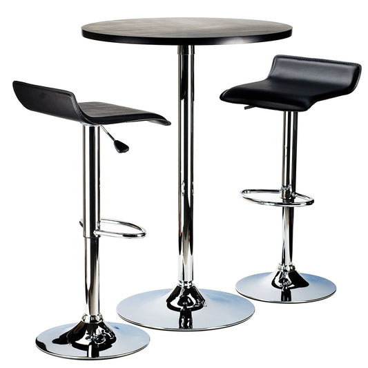 WINSOME Dining Spectrum 3-Pc Pub Table with Adjustable Swivel Stools, Black and Chrome