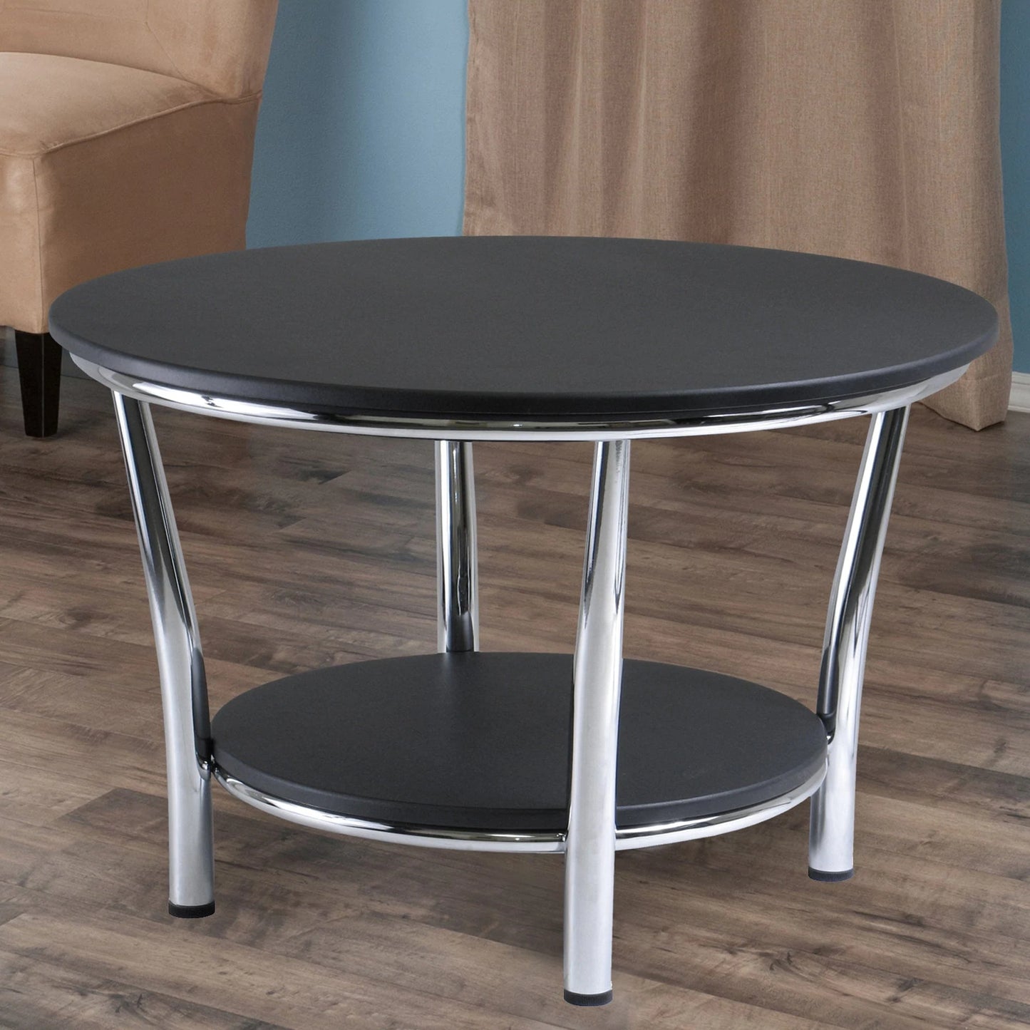 WINSOME Occasional Table Maya Round Coffee Table, Black and Metal