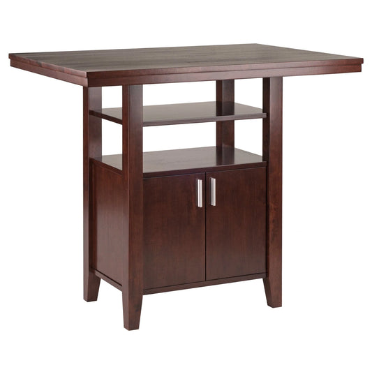 WINSOME Pub Table Set Albany High Table with Cabinet, Walnut