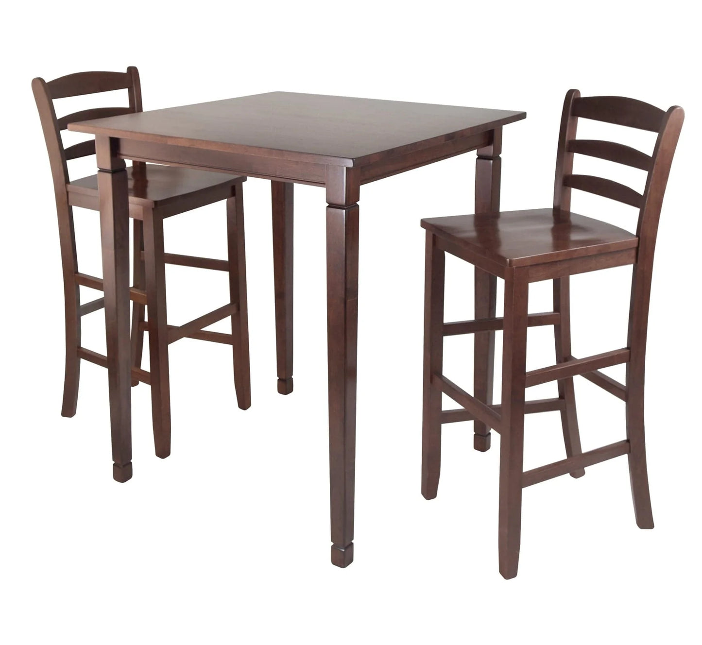 WINSOME Pub Table Set Kingsgate 3-Pc High Table with Ladder-back Bar Stools, Walnut