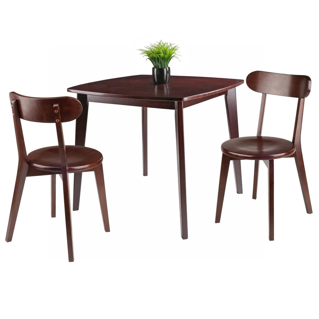 WINSOME Pub Table Set Pauline 3-Pc Dining Table with H-Leg Chairs, Walnut