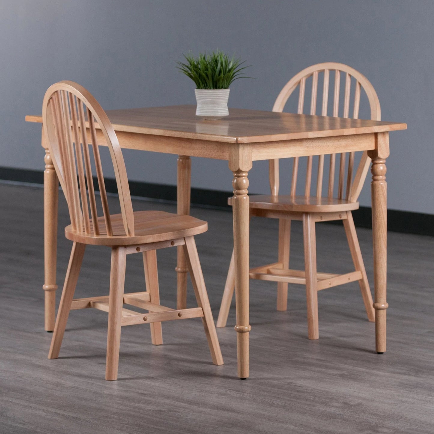 WINSOME Pub Table Set Ravenna 3-Pc Dining Table with Windsor Chairs, Natural