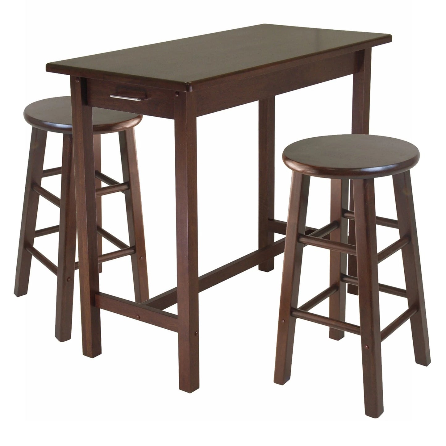 WINSOME Pub Table Set Sally 3-Pc Breakfast Table Set with Counter Stools, Walnut