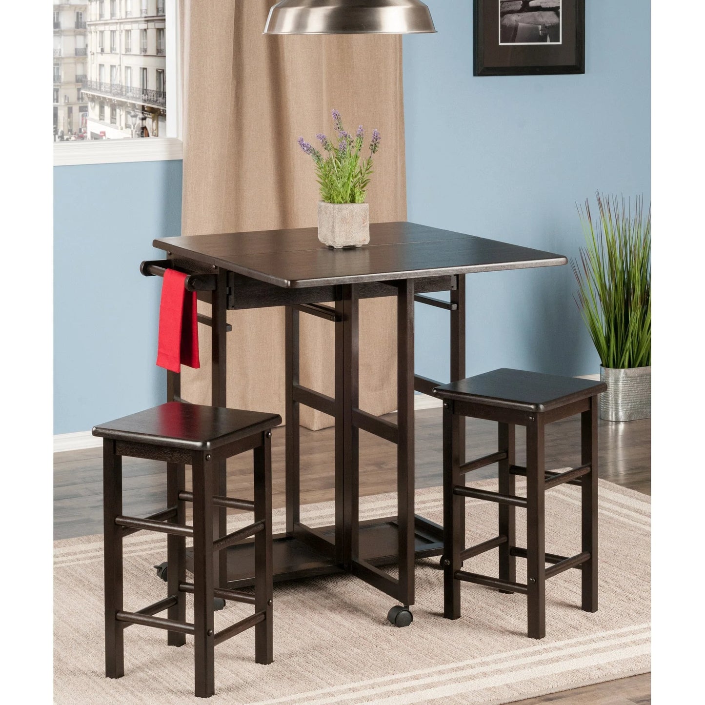WINSOME Pub Table Set Suzanne 3-Pc Space Saver Set, Coffee