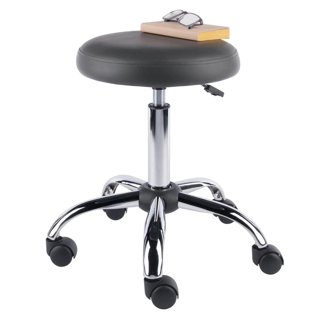 WINSOME Stool Clyde Adjustable Cushion Seat Swivel Stool, Charcoal and Chrome