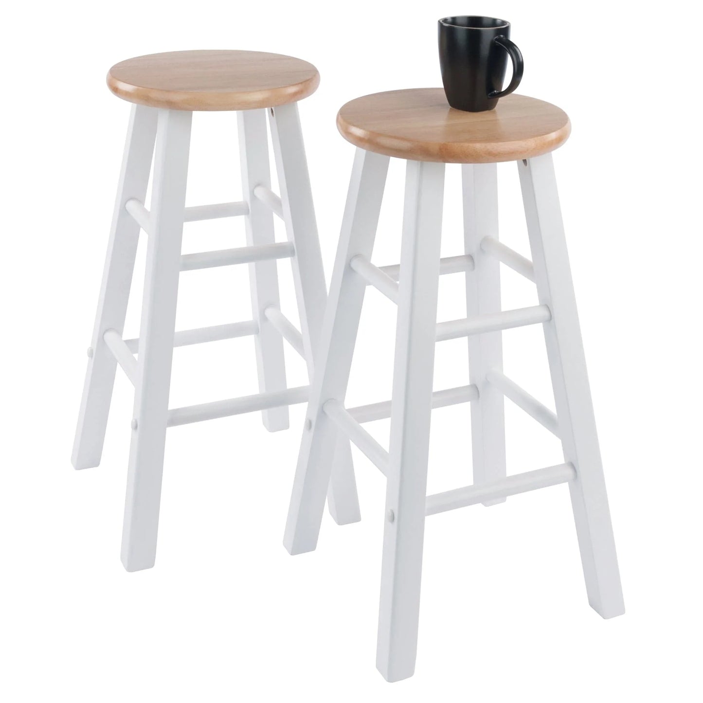 WINSOME Stool Element 2-Pc Counter Stool Set, Natural and White