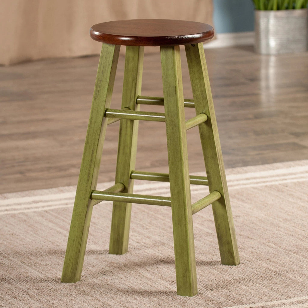 WINSOME Stool Ivy Counter Stool, Rustic Green and Walnut