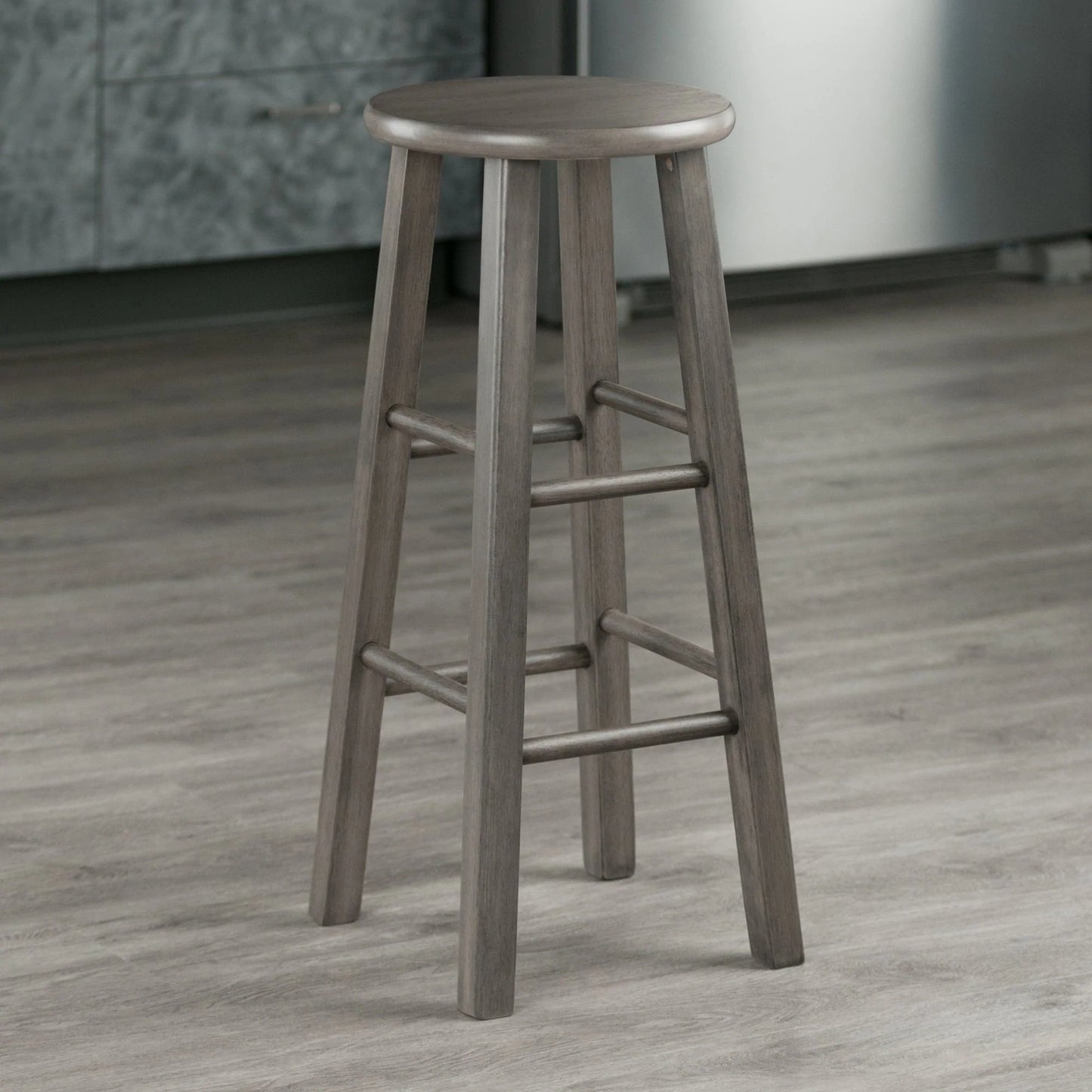 WINSOME Stool Ivy Square Leg Bar Stool, Rustic Oyster Gray