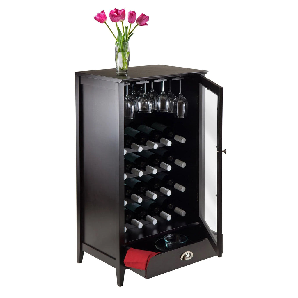 WINSOME Wine Storage Bordeaux 20-Bottle Wine Cabinet, Espesso