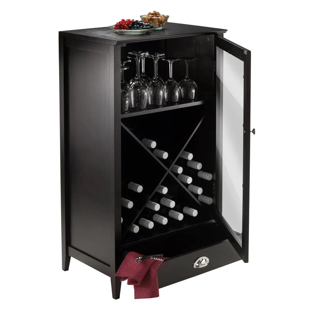 WINSOME Wine Storage Bordeaux X-Panel Wine Cabinet, Espreso