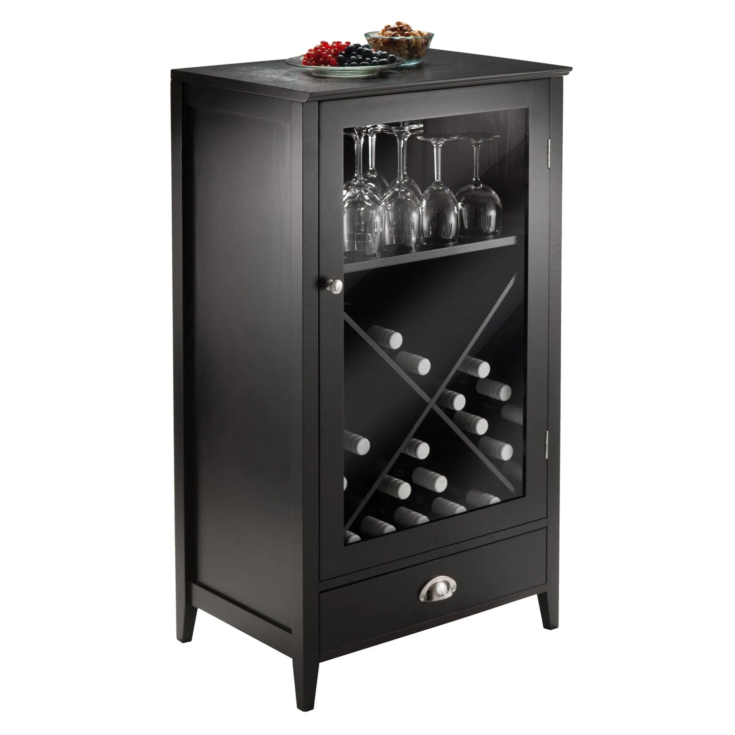 WINSOME Wine Storage Bordeaux X-Panel Wine Cabinet, Espreso