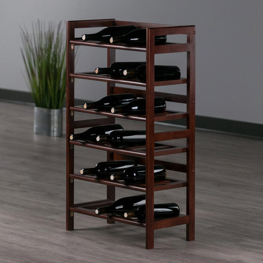 WINSOME Wine Storage Silvi 30-Bottle Wine Rack, Walnut