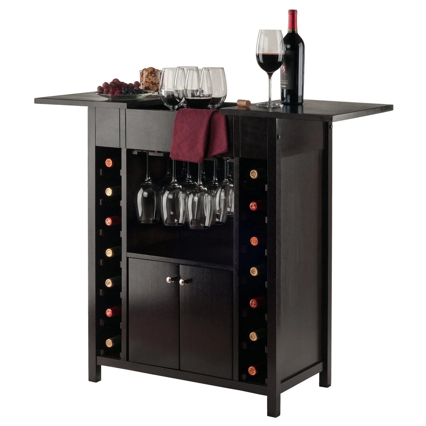 WINSOME Wine Storage Yukon Wine Cabinet, Expandable Top, Espresso